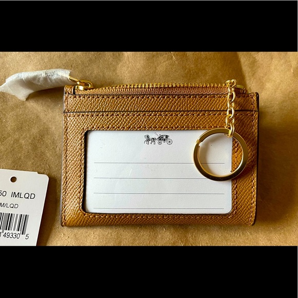Coach Mini Skinny ID Card Case Im/Light Saddle NWT - Picture 5 of 10
